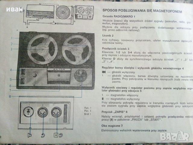 Ръководство за експлоатация на магнетофон Unitra ZK 140, снимка 5 - Колекции - 27614728
