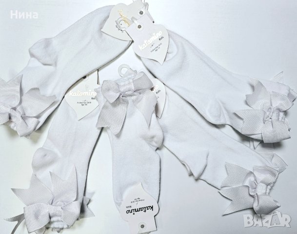 Чорапи в бяло с панделка 🎀, снимка 2 - Чорапи - 43659009
