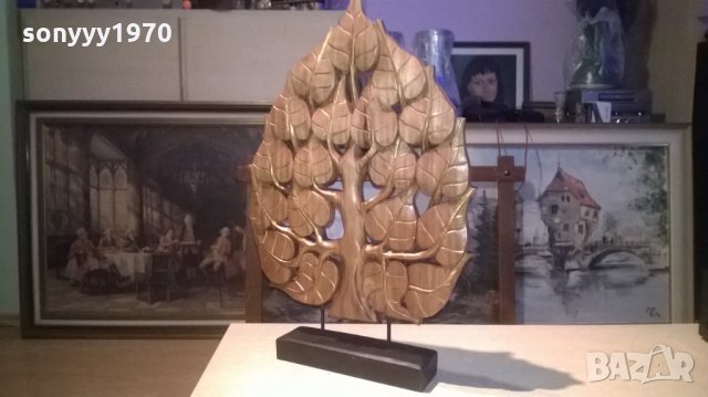 *ГОЛЯМО ДЪРВО-ДЪРВО с листа - фигура дърворезба на поставка ръчна изработка, снимка 4 - Колекции - 27397021