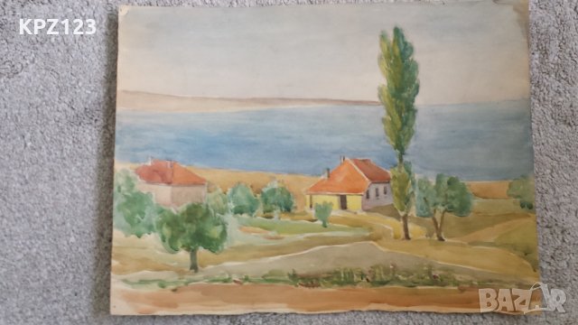 СТАРА КАРТИНА ПЕЙЗАЖ АКВАРЕЛ