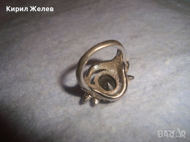 ПРЕКРАСЕН ФЛОРАЛЕН АР НУВО ПОСРЕБРЕН ПРЪСТЕН с ЮВЕЛИРНО ФАСЕТИРАН ГОЛЯМ МАРКАЗИТ и ЦИРКОНЧЕТА 70571, снимка 11 - Пръстени - 37512615