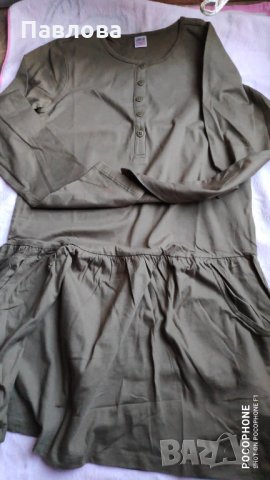 Нова рокля от памук цвят маслено-зелен, снимка 7 - Детски рокли и поли - 35037854