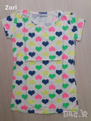 Тениски на сърца и на точки в неонови цветове, снимка 2 - Тениски - 28341181