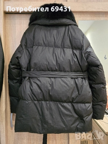 Черно яке с яка от естествен косъм, снимка 3 - Якета - 52304347