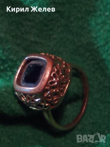 СТАРИНЕН МЕДЕН ПОЗЛАТЕН СКЪПОЦЕНЕН ПРЪСТЕН ЮВЕЛИРНА МАЙСТОРСКА ИЗРАБОТКА с ЧЕРЕН ОНИКС УНИКАТ 26803, снимка 4 - Антикварни и старинни предмети - 34831040