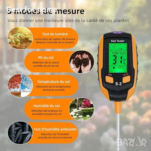  Уред за измерване на влага в почвата 5 в 1  Tolesum, снимка 2 - Напояване - 49661994