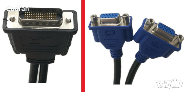 Адаптер DMS-59 мъжки - 2x VGA женски за Matrox Qid, снимка 2 - Кабели и адаптери - 53386799