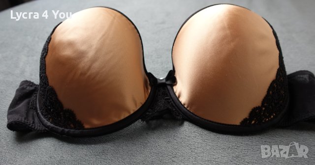 Chantelle 80C размер луксозен сутиен с черна дантела и златист сатен, снимка 6 - Бельо - 40475232