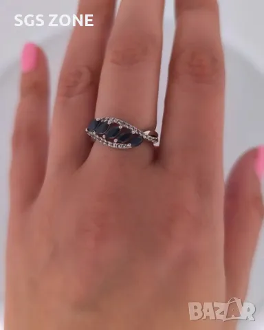 Пръстен със Сапфир, Рубин, Изумруд и Топаз, снимка 6 - Пръстени - 50254347