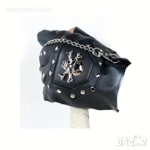 Рокерски кожени ръкавици за мотор без пръсти, снимка 4 - Аксесоари и консумативи - 50016411