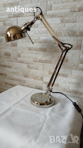 Никелирана настолна лампа за бюро, снимка 3 - Антикварни и старинни предмети - 34443241