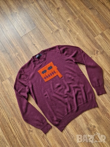 Страхотен мъжки пуловер PAUL SMITH JEANS , размер L , 100% вълна , снимка 9 - Пуловери - 53061436