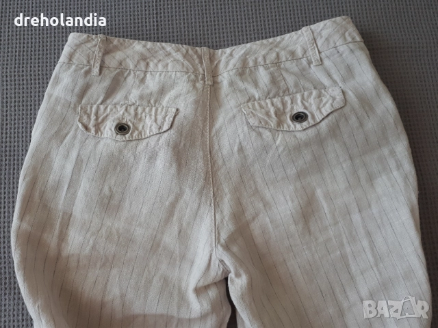 Бежов раиран ленен панталон Esprit – M (S), снимка 3 - Панталони - 51811264