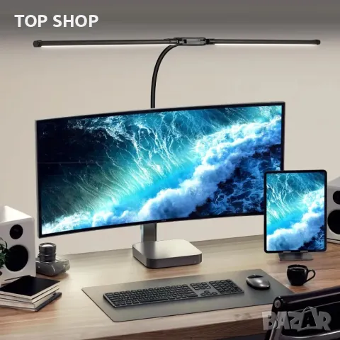 CHENBEN LED настолна лампа, 15 W 61 см двойна глава със скоба, 5 цветови режима и 10 нива на яркост, снимка 5 - Настолни лампи - 49866427