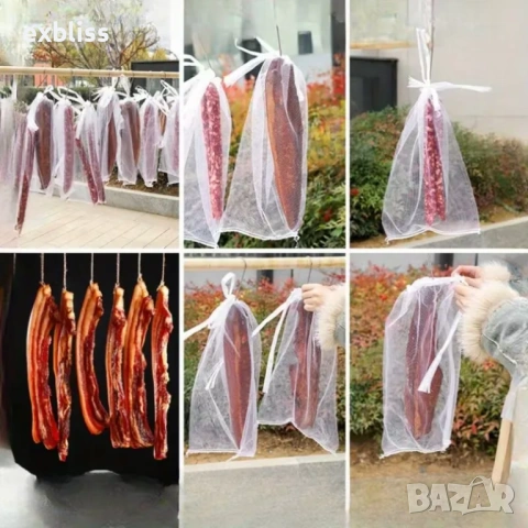 Мрежести торби за сушене на домашни мезета 10бр., снимка 6 - Други - 53397467