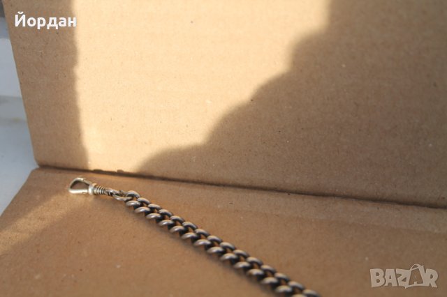 Сребърен синджир/кюспек за джобен часовник, снимка 4 - Антикварни и старинни предмети - 43895901