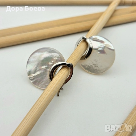 Сребърни обеци: "Ореол", снимка 3 - Обеци - 52298764