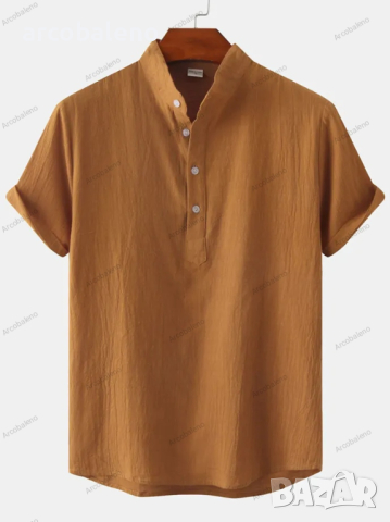 Мъжка памучна риза с яка и къс ръкав, 7цвята , снимка 8 - Ризи - 44901208