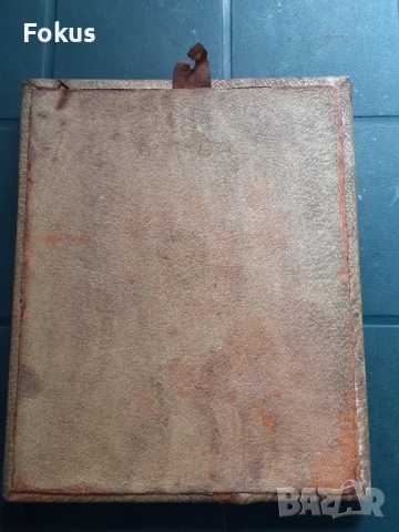 Стара икона Рождество Христово - мед - кожа, снимка 5 - Антикварни и старинни предмети - 53327246