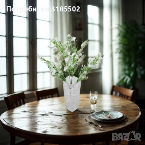 Изкуствена аранжировка с миниатюрни бели цветчета – елегантен декоративен акцент, снимка 5 - Изкуствени цветя - 51227846