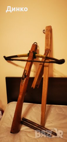Немски ловен арбалет с механизъм за зареждане и две стрели 19век., снимка 4 - Антикварни и старинни предмети - 44078440