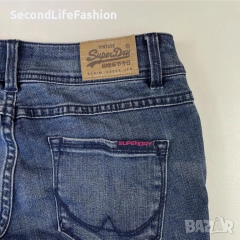 Дамски дънки Superdry Standard Super Skinny размер W30 L32 сини, снимка 4 - Дънки - 53107404