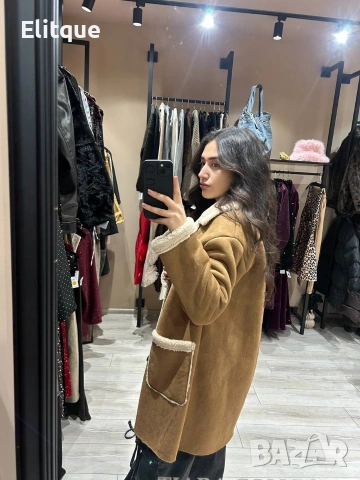 дълго палто с колан , снимка 3 - Палта, манта - 53286345