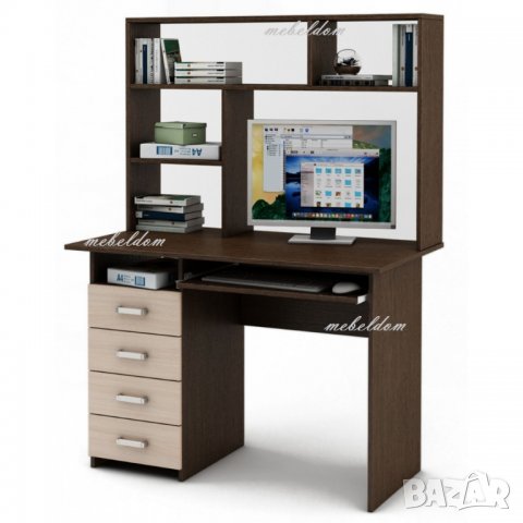 Бюро 110см. с надстройка,4 чекмеджета и клавиатура(код-1124), снимка 3 - Бюра - 28550765