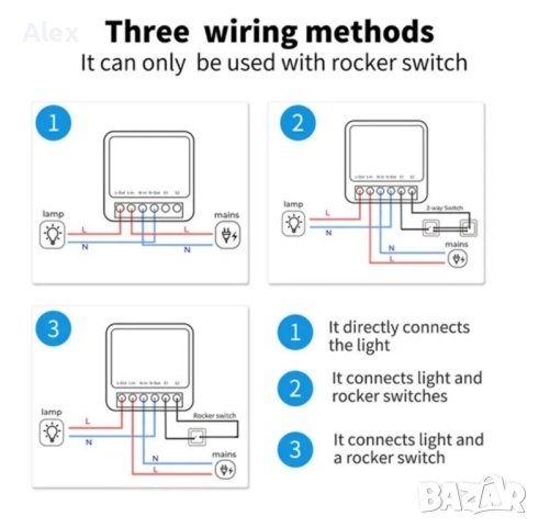 Wi-Fi Мини превключвател за скрипт монтаж 220 volt, снимка 5 - Друга електроника - 43920820