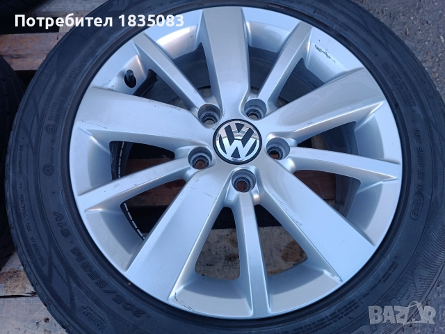 Лети джанти 16ки 5х112 VW + летни гуми 205/55/16 Hankook, снимка 6 - Гуми и джанти - 52866696