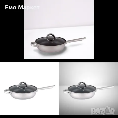 Тиган с капак Rosberg 24x6.5см., Неръждаема стомана, Мраморно покритие