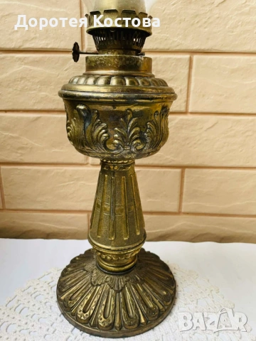 Красива голяма месингова лампа от Англия, снимка 5 - Антикварни и старинни предмети - 53398702
