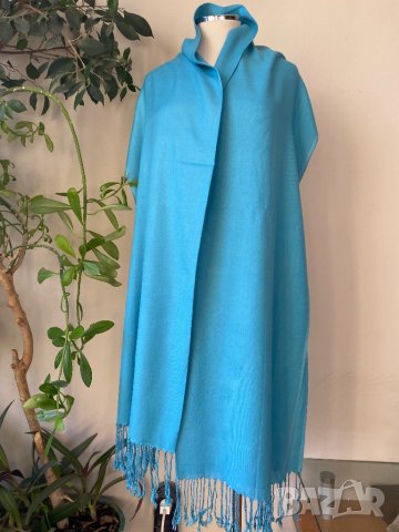 Тюркоазен шал от памук, снимка 3 - Шалове - 43007614