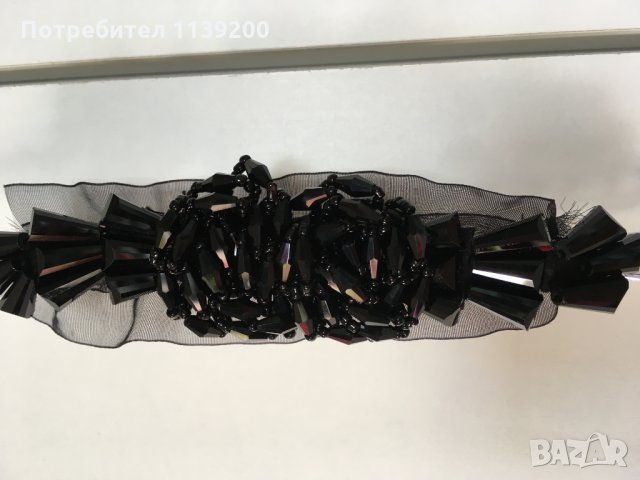 Rinascimento нов елегантен италиански колан синджир черен тюл черна мъниста, снимка 9 - Колани - 27293063