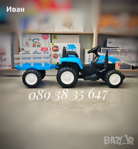 ТОП ЦЕНА!НОВО!Акумулаторен трактор с ремарке Dallas BLUE с 12V батерия, снимка 8 - Детски велосипеди, триколки и коли - 51687040