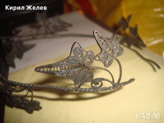 СТАРИНЕН ФИЛИГРАНЕН СРЕБЪРЕН ВЕНЕЦ ДИАДЕМА ВИСОКА ПРОБА СРЕБРО ЮВЕЛИРНА РАБОТА УНИКАТ КОРОНА 23493, снимка 9 - Антикварни и старинни предмети - 33213715