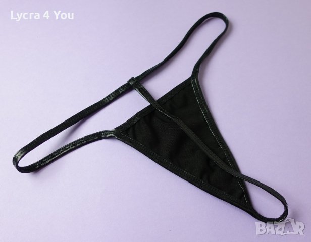 S/M силно изрязана Т-образна черна кожена прашка, снимка 2 - Бельо - 43870720