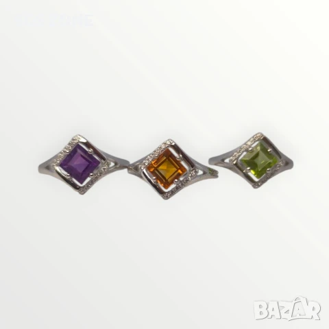 СРЕБЪРЕН ПРЪСТЕН ОТ ТАЙЛАНД СЪС ПЕРИДОТ ЦИТРИН ИЛИ АМЕТИСТ, снимка 3 - Пръстени - 51179041