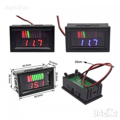 Цифров волтметър и индикатор за заряд на акумулаторна батерия, снимка 1