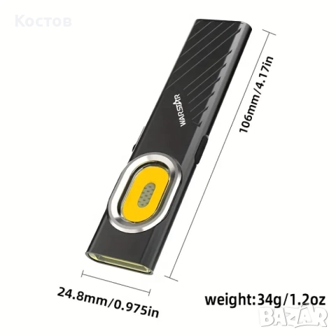 EDC фенер LED с акумулаторна батерия, снимка 3 - Къмпинг осветление - 52787862