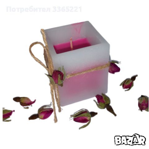 Куб с рози свещ, снимка 4 - Ръчно изработени сувенири - 37941524