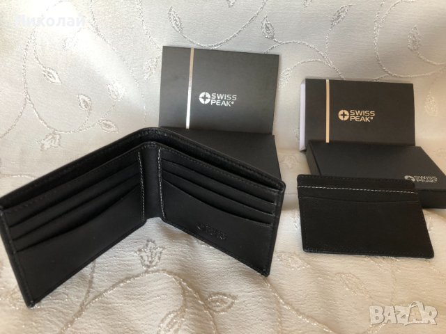 Кожен портфейл и калъф за карти Swiss Peak с RFID защита против сканиране, луксозен бизнес подарък, снимка 4 - Портфейли, портмонета - 43611233