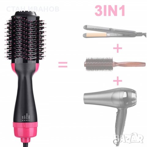 Електрическа четка за коса Onestep 3в1, за сушене, изправяне и оформяне, Контрол на температурата, снимка 4 - Ютии - 32877818
