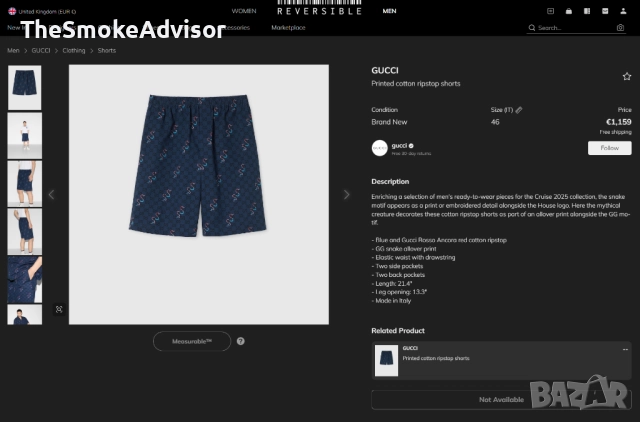 Лимитирана Риза Gucci Printed Cotton Ripstop (The Year of Snake), снимка 9 - Ризи - 52171304