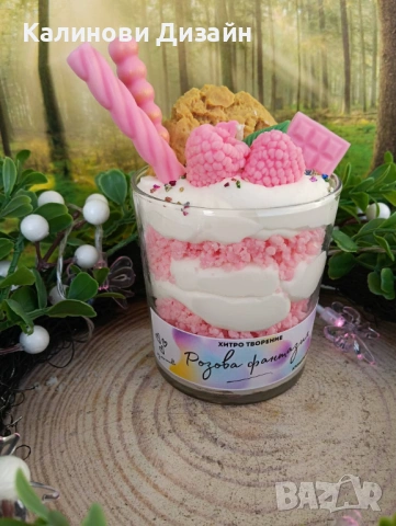 Соева свещ "Розова фантазия", снимка 3 - Декорация за дома - 53276892