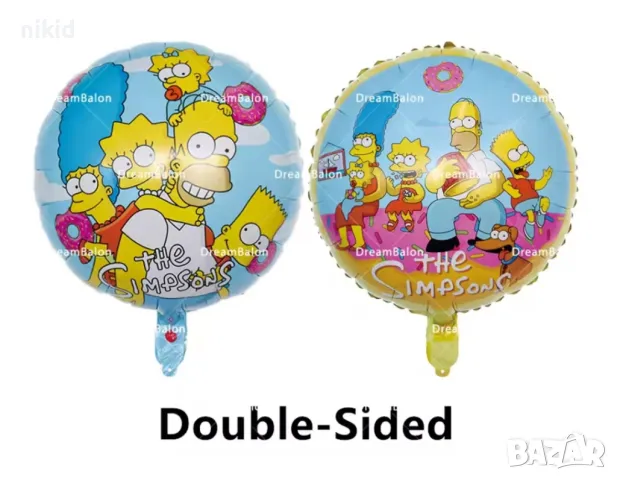 Семейство Симпсън The Simpsons двулицев кръгъл парти фолио фолиев балон хелий или въздух 