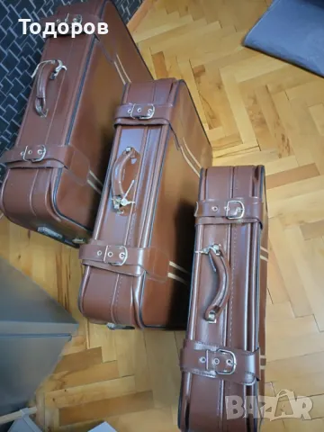 Три броя туристически куфара аристократичен ретро стил нови, снимка 3 - Куфари - 48276434