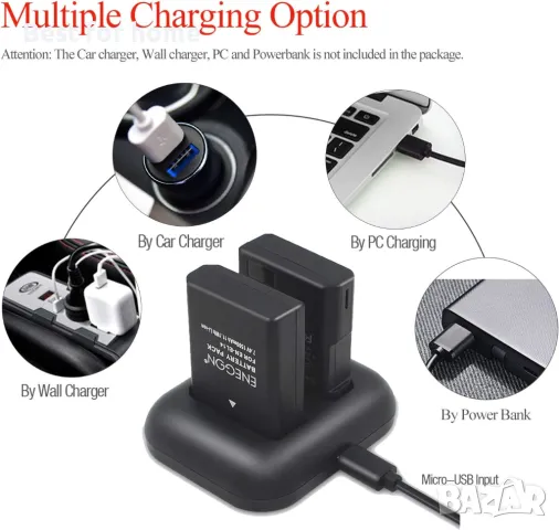 2 батерии и зарядно EN-EL14 за Nikon Coolpix , снимка 4 - Батерии, зарядни - 49602893