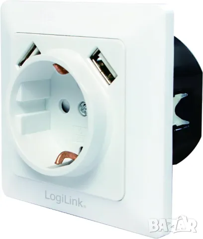 контакт с 2 USB порта, SCHUKO, Logilink-Германия, снимка 2 - Друга електроника - 42756073