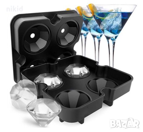 3d 4 диаманта 2 части силиконов молд форма за шоколад лед гипс фондан и др